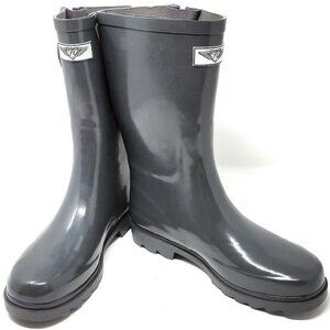 Women's Rainboots, Rubber Mid Calf Rain Boots, RB-1602, Grey